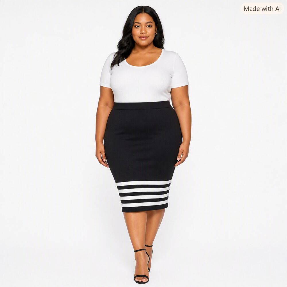 Edited by Remi Bader Black Knit Pencil Skirt | Size 4X | Classic Plus Size Style